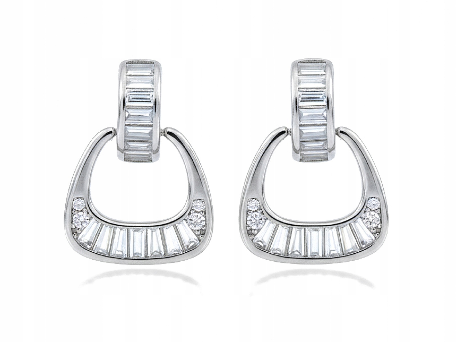 Dámské stříbrné náušnice 925 se Zirkony, závěsná tyčinka, stylové pro ni