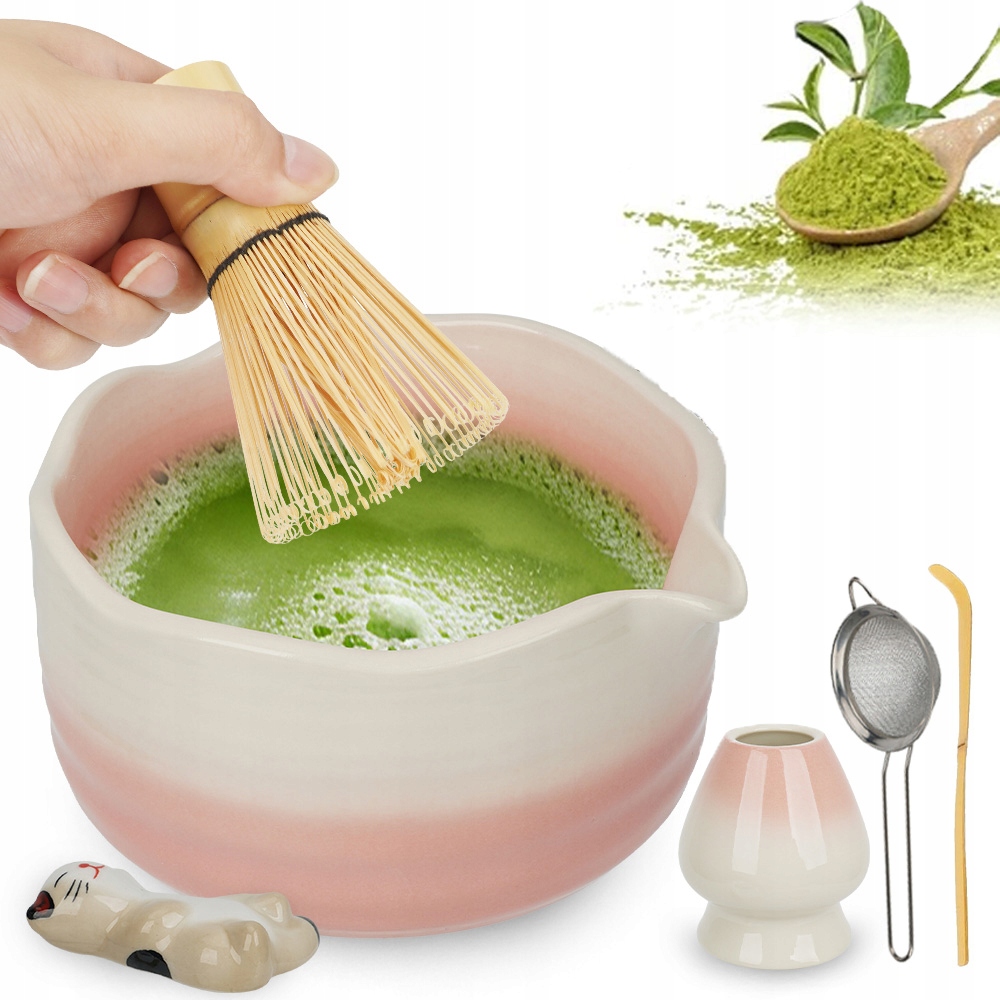 Zestaw Do Matcha Bambusowy Miotełka 100 Zębów Miska Ceramika