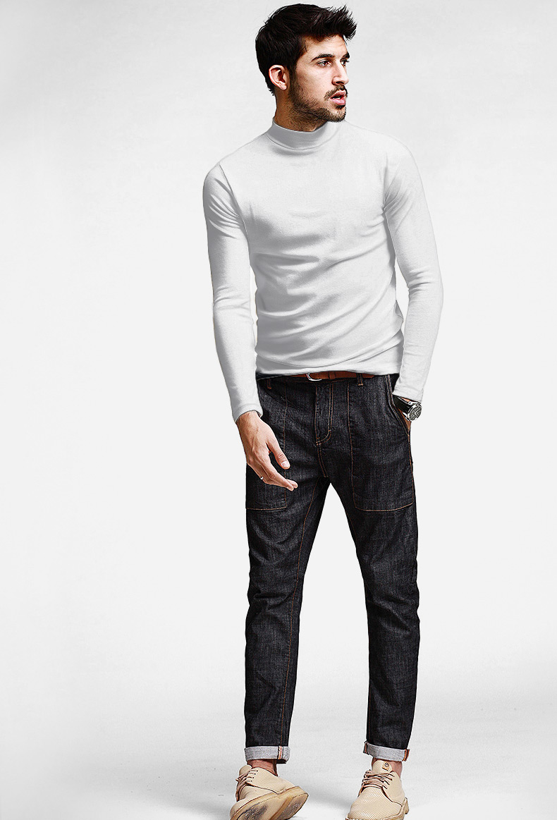 Elegancki półgolf sweter męski golf WXM r M biały Marka inna