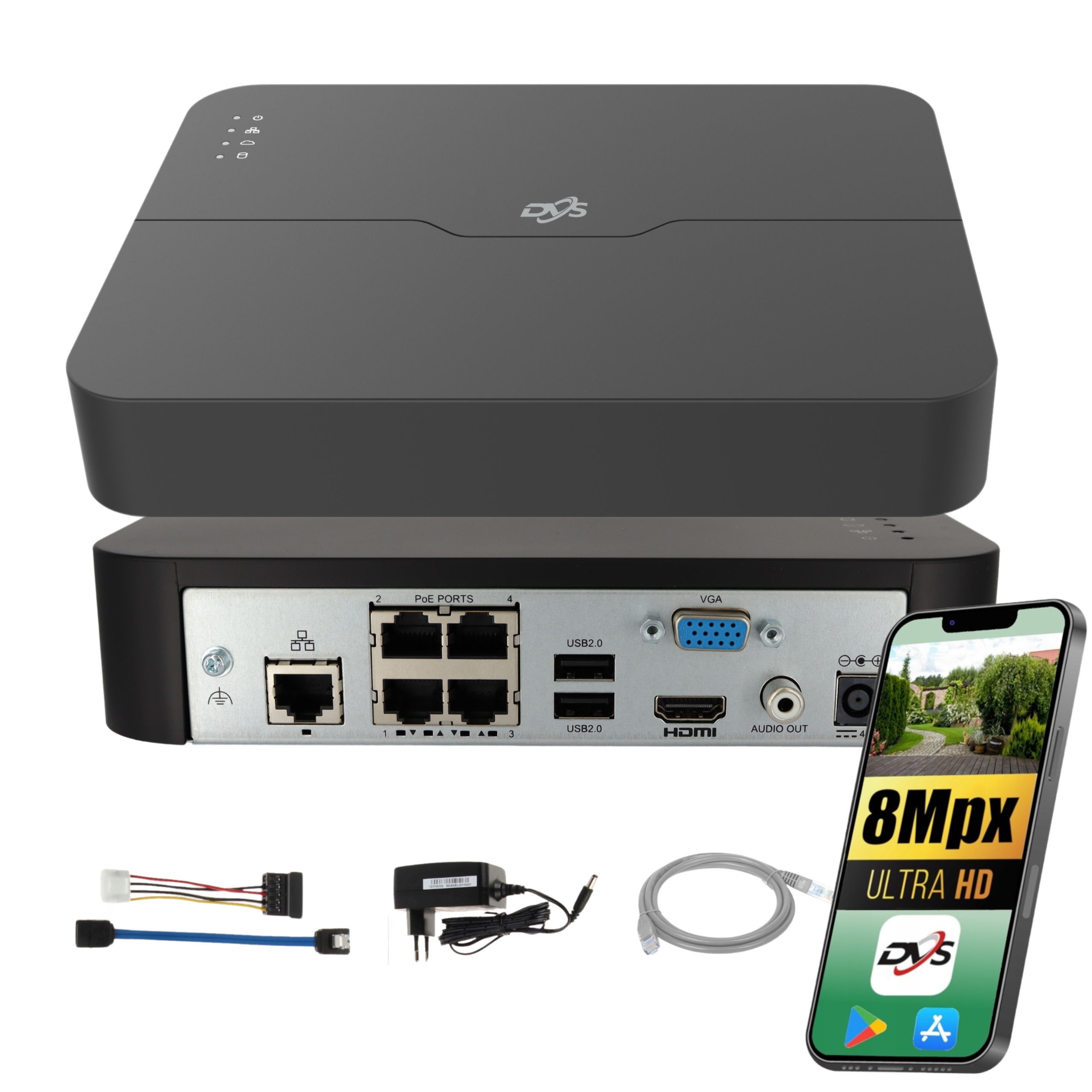 Ip rekordér s Vestavěným PoE Switchem 4 kanály 8Mpx Ultra Hd Onvif