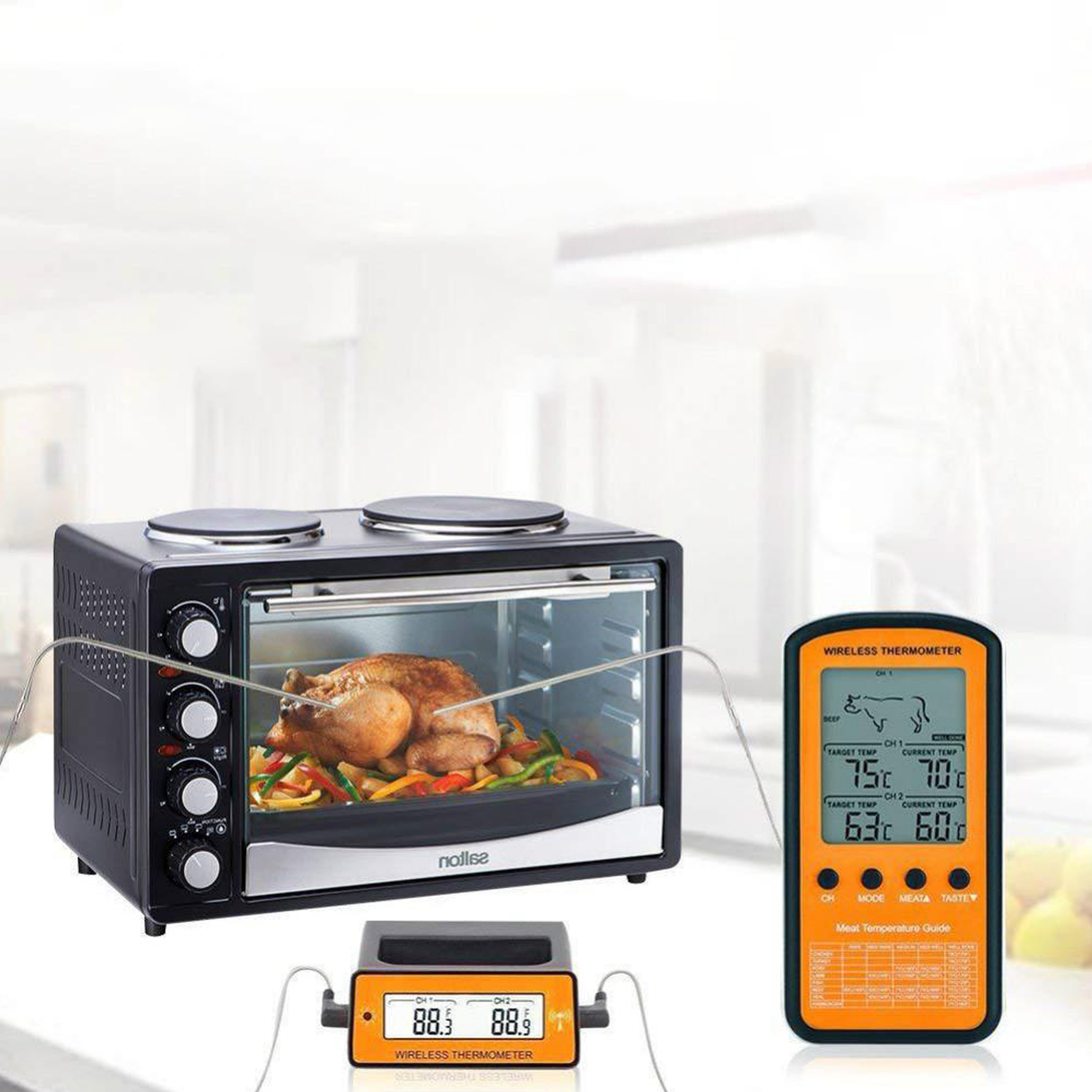 BEZPRZEWODOWY TERMOMETR DO GRILLA WĘDZARNI 2 SONDY Kod producenta 9385238921718