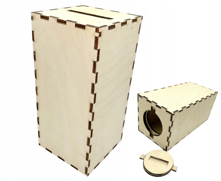 

Drewniana skarbonka do decoupage z zamknięciem