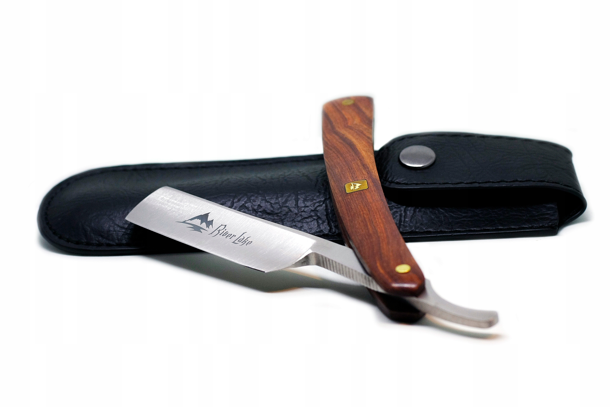 Tradycyjna klasyczna brzytwa River L. drewno etui