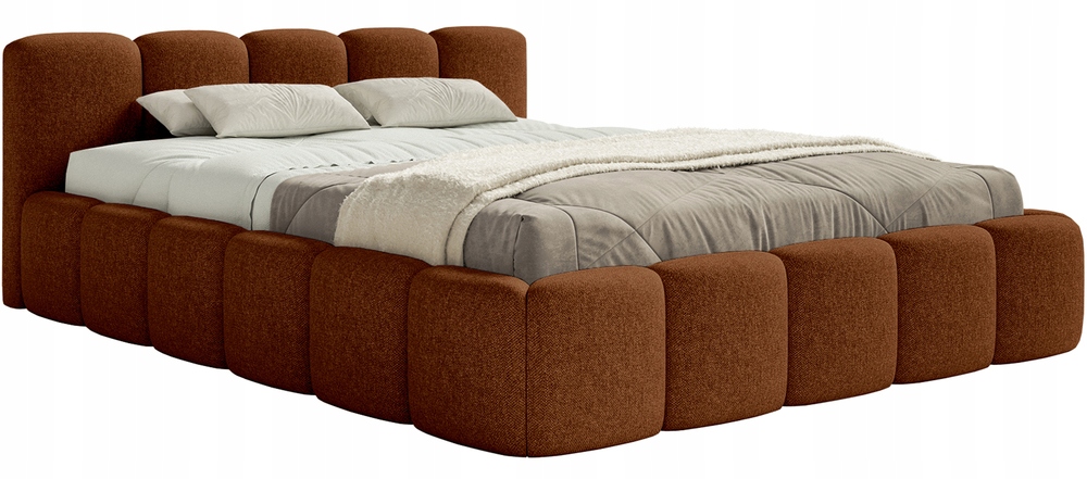 Čalouněná postel 160 x 200 cm Cloudy Low měděná šenilová dřevěná konstrukce