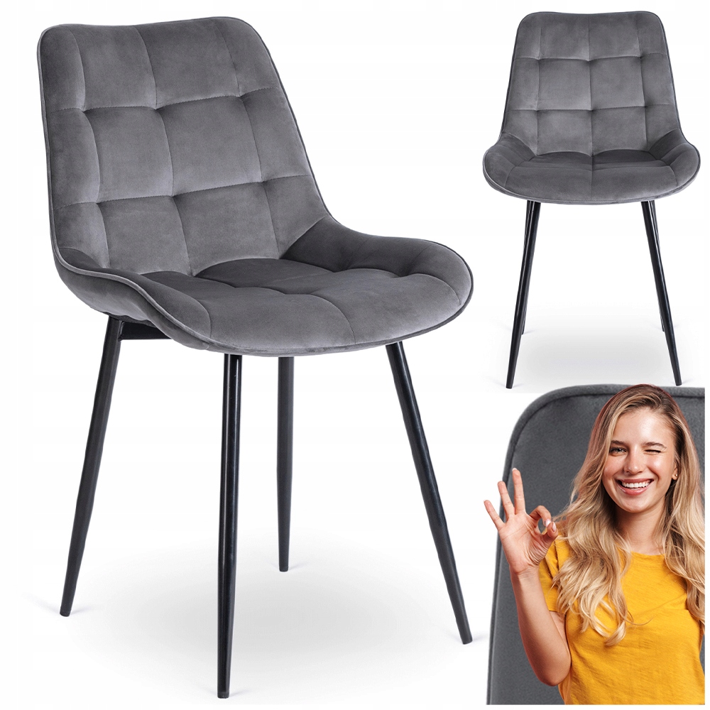 Čalouněná židle Velurová do obývacího pokoje Kuchyňská šedá Chris
