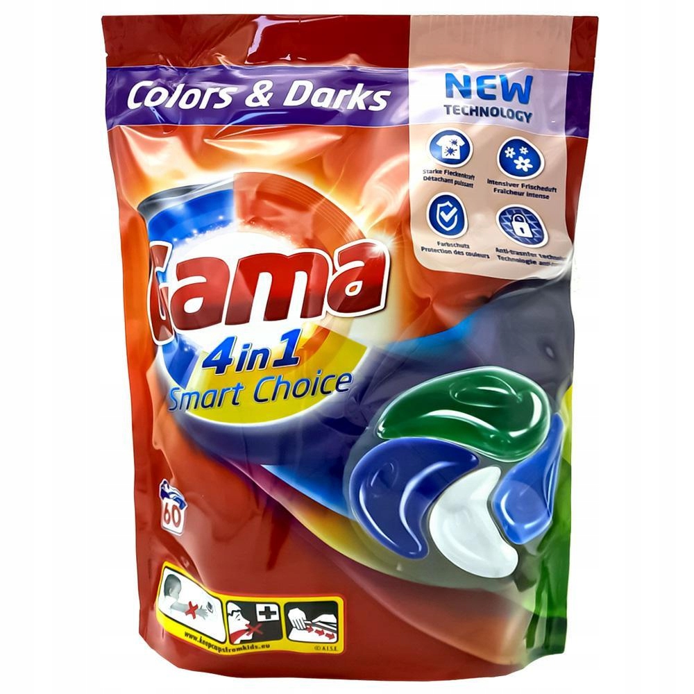Levně Gama Kapsle 4in1 60 Praní Barva Černá 1620g