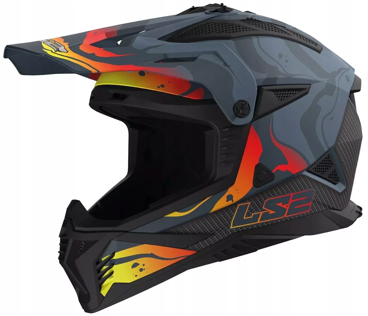 LS2 MX708 Fast II Wash Matt Dark GREY-06 Motocyklová Prilba Enduro Cross