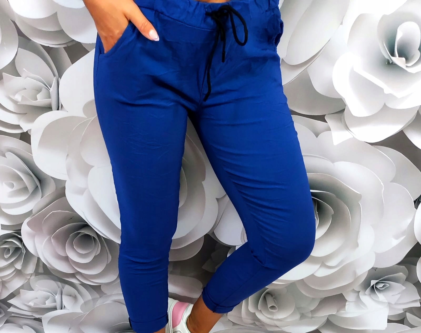 Spodnie niebieskie CHABROWE gnieciuchy lycra 42 44 46 UNI Marka ItaliaModa