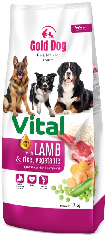 Vital sucha karma dla psa Jagnięcina Ryż Gold Dog 12 kg