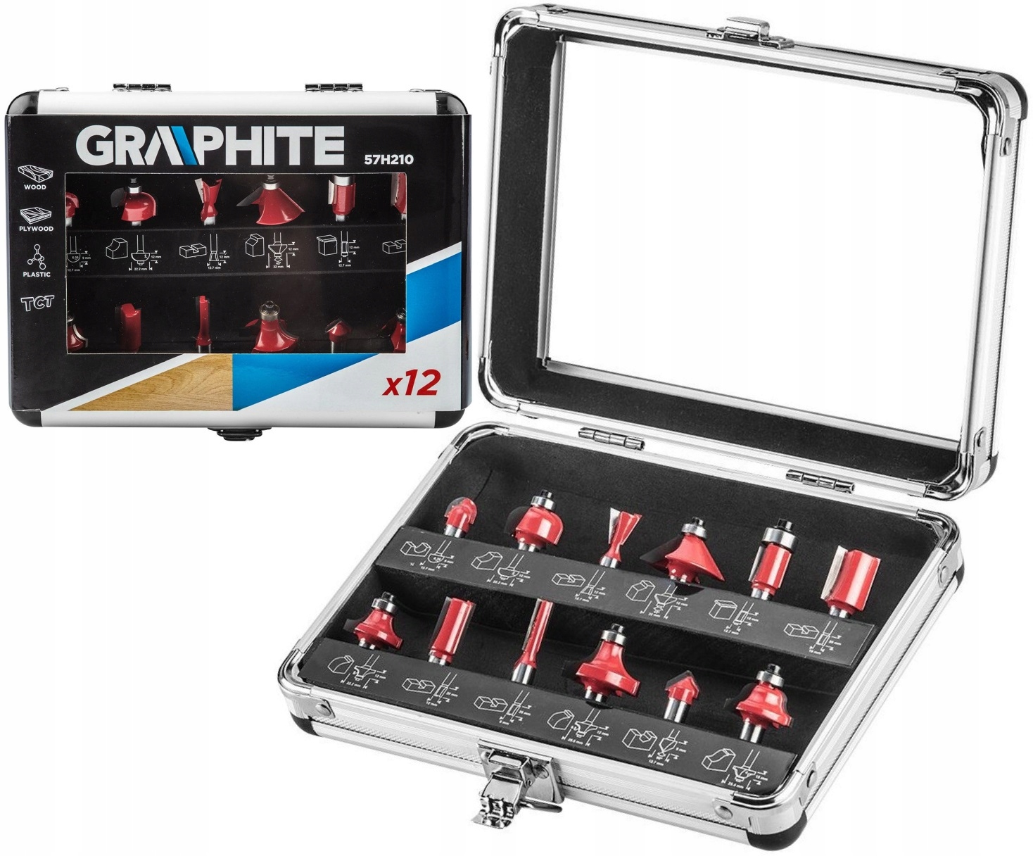 

Graphite Frezy Do Drewna Zestaw 12 szt uchwyt 8mm