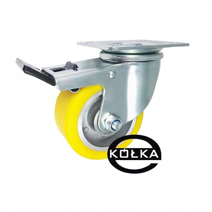 Hliníkovo-polyuretanové kolo, průměr 100 mm, silné otočné pouzdro, s brzdou