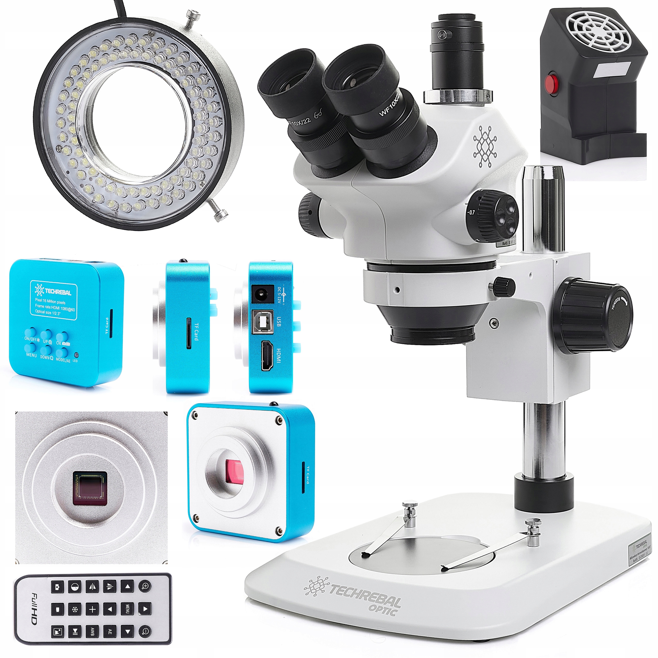 Trinokulární Mikroskop Techrebal 10XT Kamera 16 Mp Absorbér Osvětlení