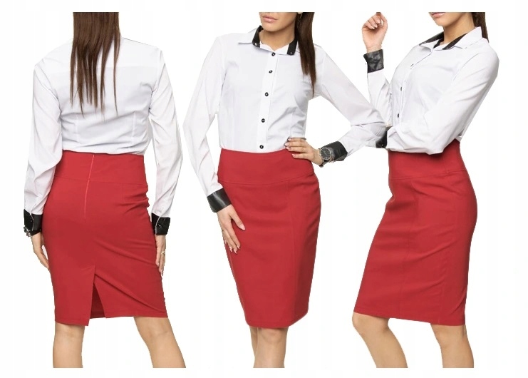 ELEGANCKA GŁADKA SPÓDNICA OŁÓWKOWA CZERWONA r.48 Marka inna