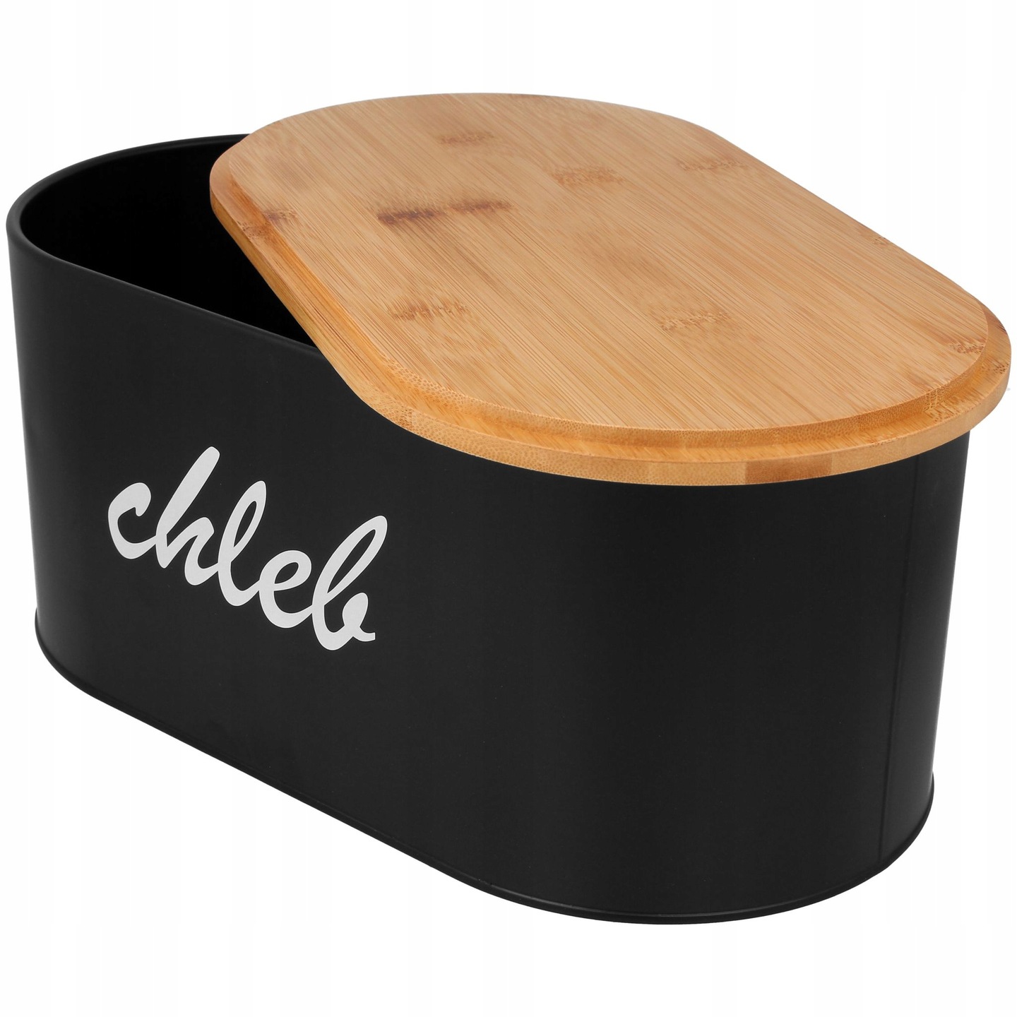 CHLEBAK CZARNY POJEMNIK NA PIECZYWO METALOWY DUŻY W ZESTAWIE SZPATUŁKA Marka Brunbeste