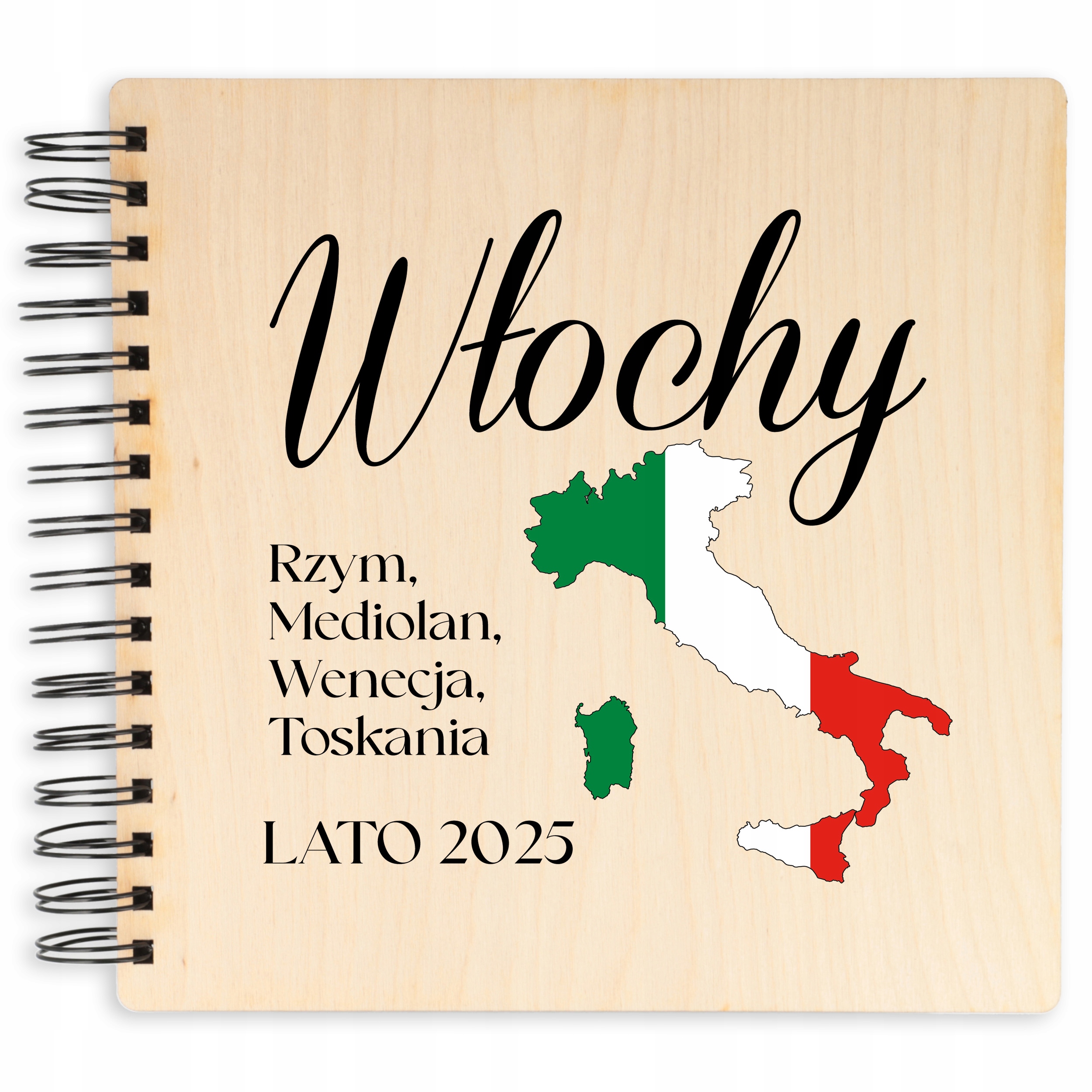 Album Drewniany Personalizowana Pamiątka Z Podróży Włochy *Rok* Na Prezent