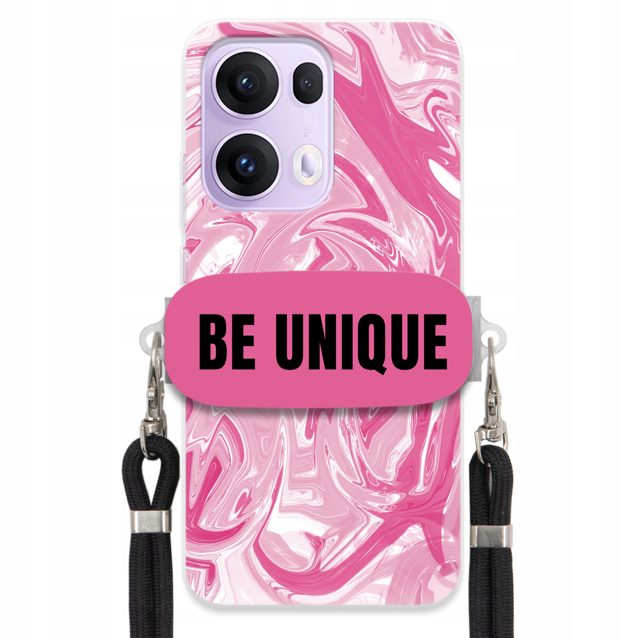 Puzdro pre Oppo Reno 13 Pro 5G Case Úchyt Šnúrka Čierna Ružová Mramor Unique