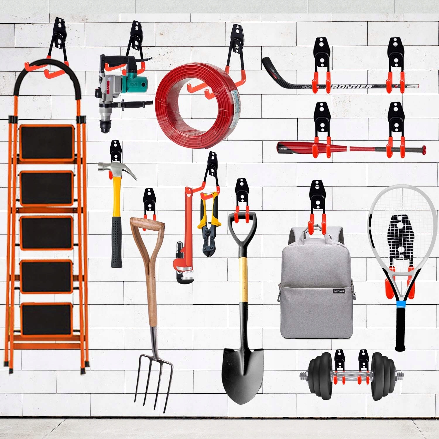 Haczyki ścienne do garażu wytrzymałe organizer ścienny na narzędzia 10 szt. Maksymalna długość gwoździ/zszywek 20 mm