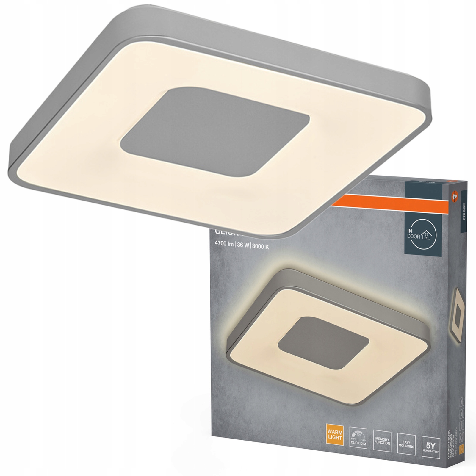 Stropné Svietidlo Led Nástenná lampa 36W 2000lm 3000K Teplá strieborná Orbis Osram