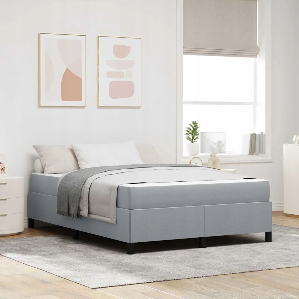 vidaXL Postel s boxspringem s matrací Světle šedá 140 x 190 cm textil