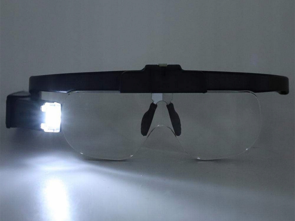 OKULARY POWIĘKSZAJĄCE PODŚWIETLENIE WYMIENNE SOCZEWKI LED LUPA 4,5x ETUI Średnica soczewki 50 mm