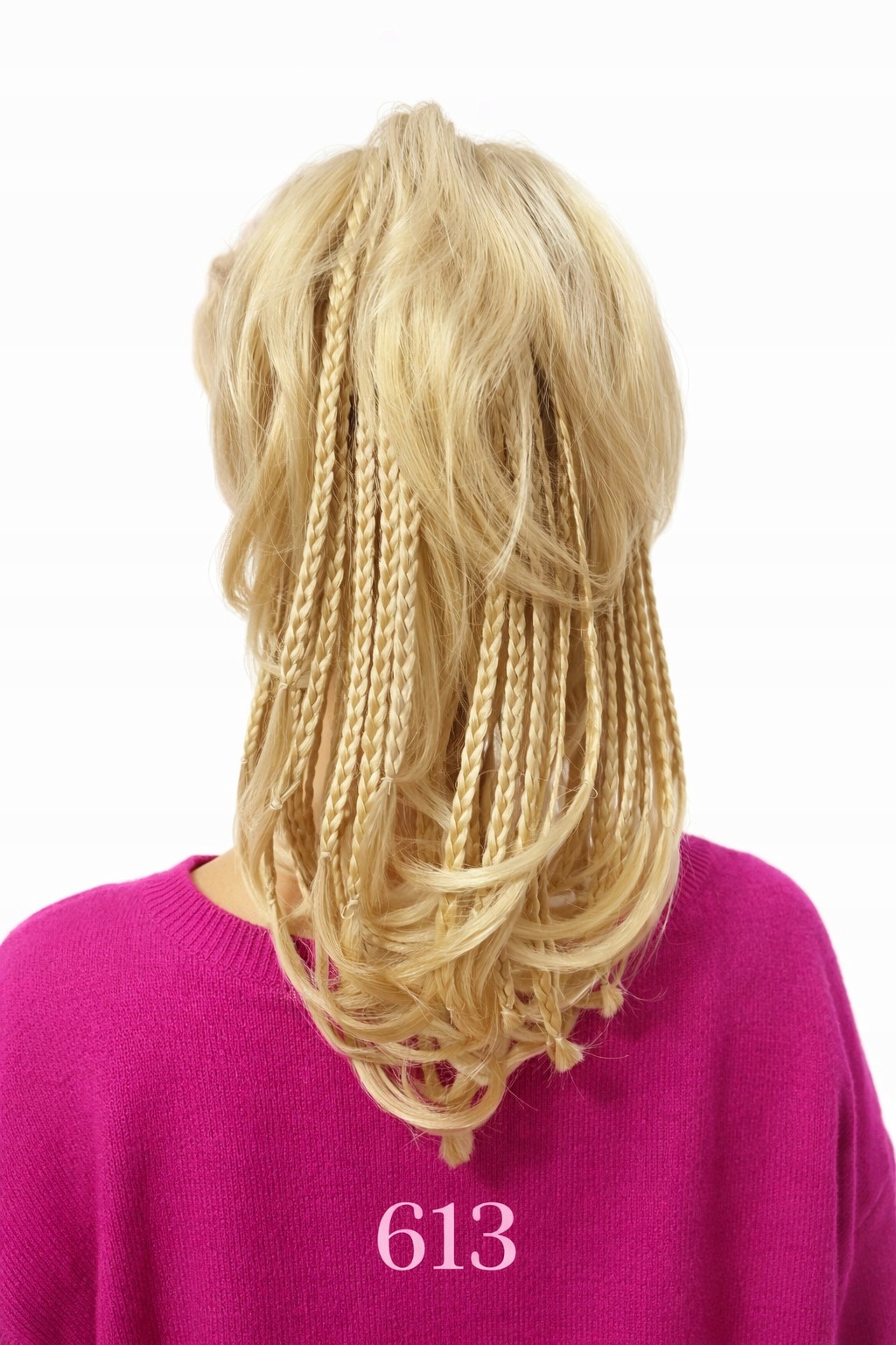 Připínací poník Manuelka s copánky, světlá blond barva, 30 cm Nesessaja wigs