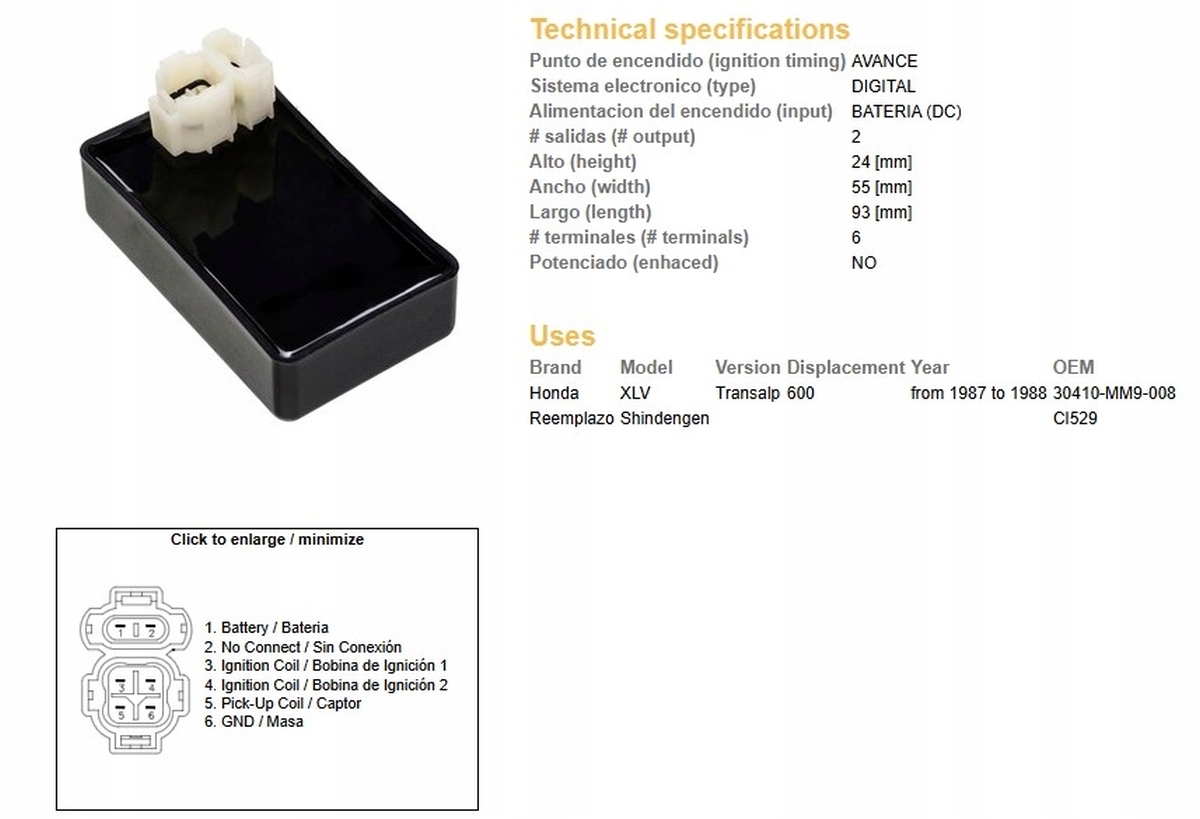 Modul Zapaľovania Dze CDI Honda XL 600V Transalp '87-'88 (30410-MM9-008) ()