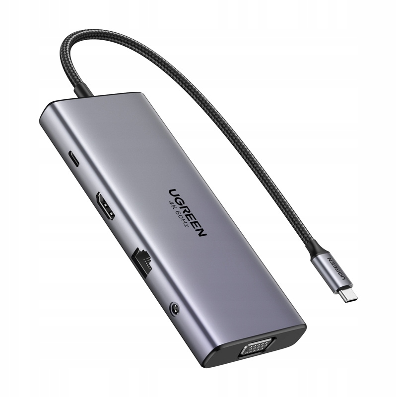 Usb-c hub Ugreen CM639, Hdmi, Vga, 2x Usb-c 3.2 10Gbps, 2x Usb, Sd/tf,