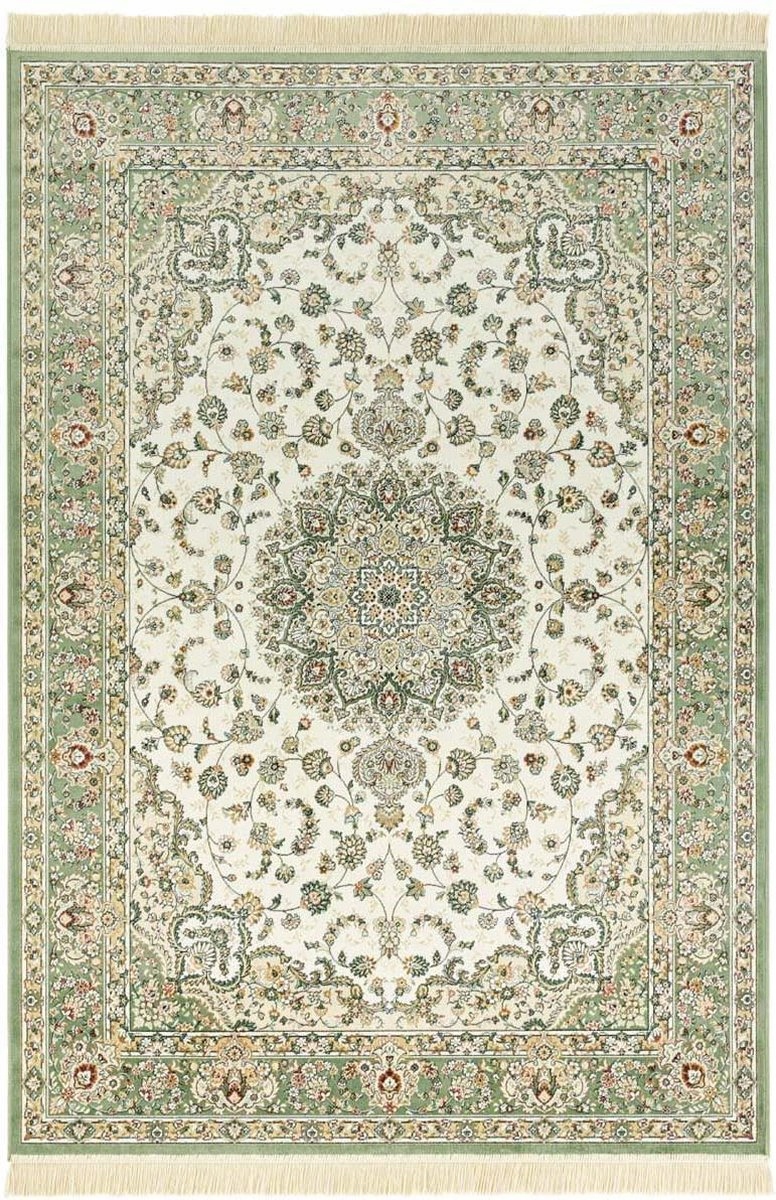 Luxusný bavlnený koberec zelený s kvetmi, veľký