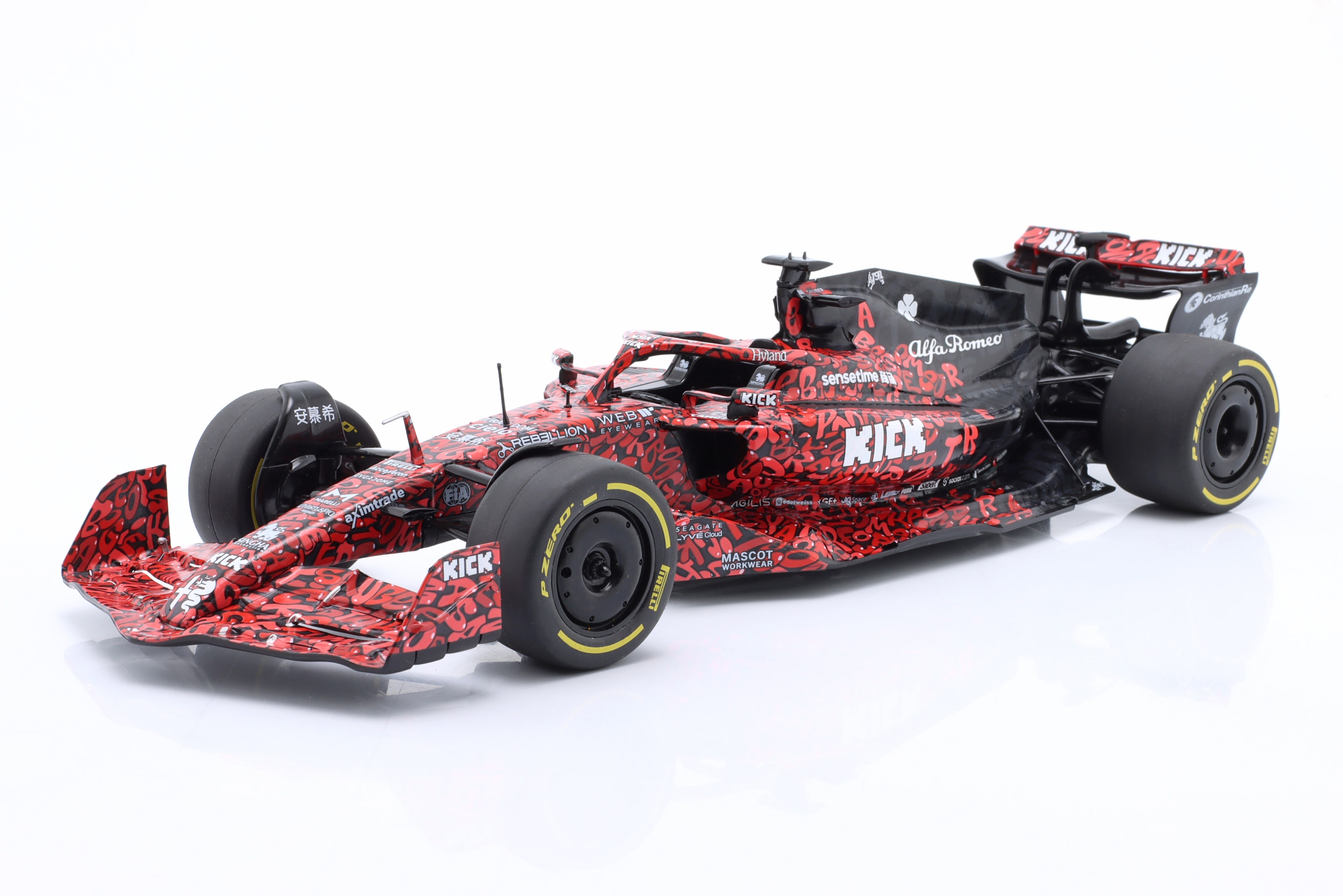 Alfa Romeo C42 F1 Team X Boogie Kick Art Car Graffiti 2023 Red Solido 1:18