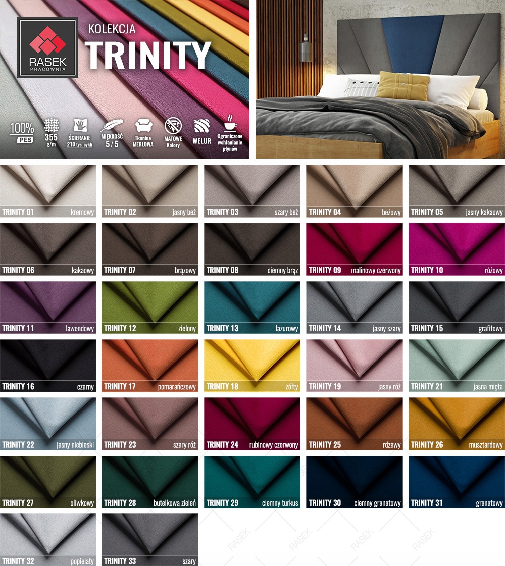 ZESTAW PANELI TAPICEROWANYCH panele na wezgłowie ZESTAW K6 180x80 cm Szerokość mebla 180 cm