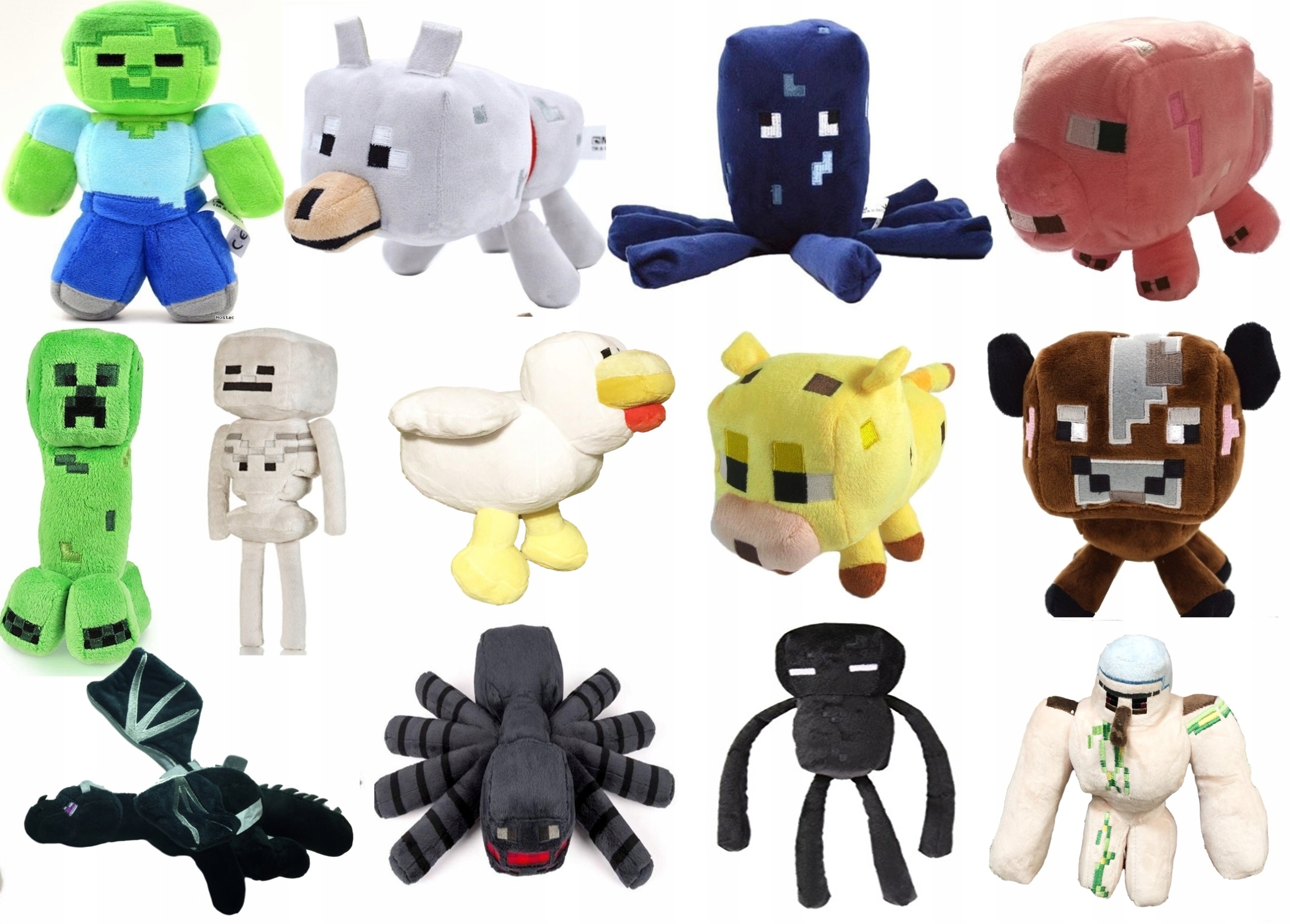 MINECRAFT MASKOTKI PLUSZOWE 13 WZORÓW 25-30CM W-WA