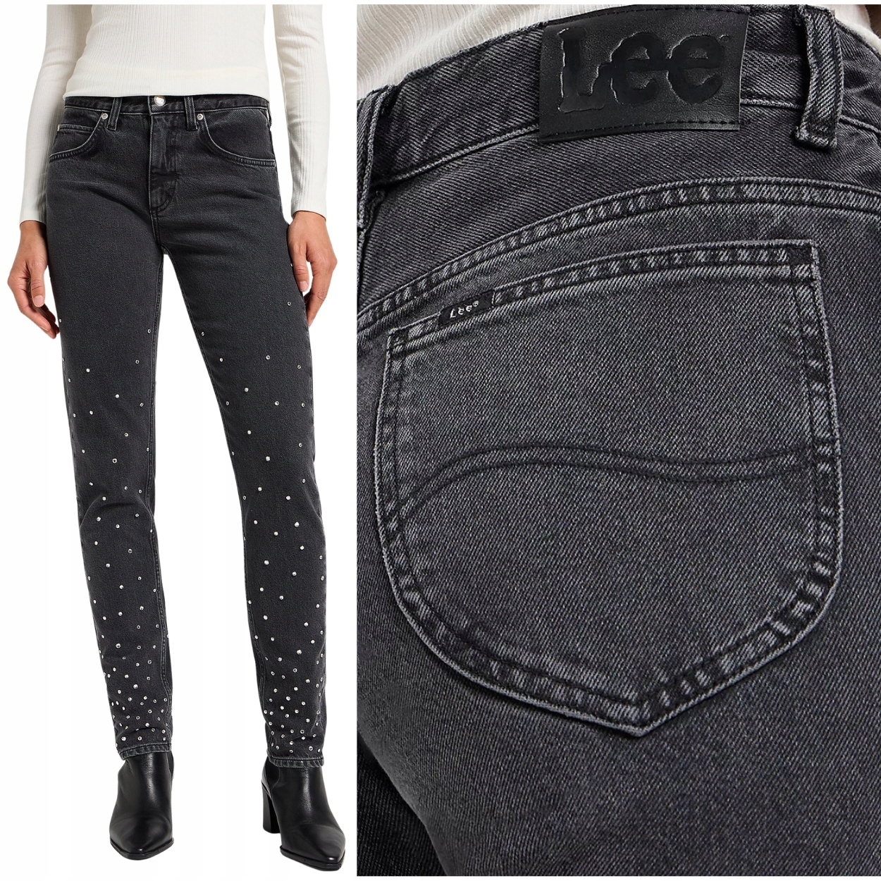 Lee Rider Jeans černé volné zúžené dámské džínové kalhoty šatonové růže W27 L33