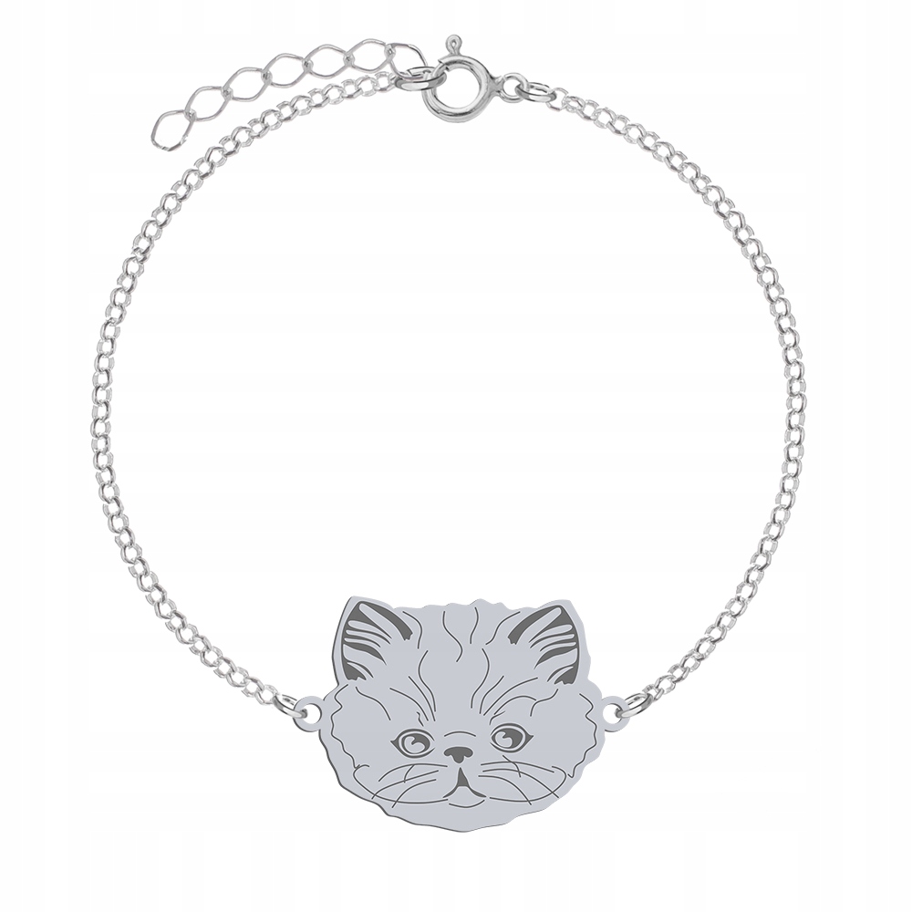 Stříbrný náramek Persian Cat 925 Dárek Šperky Žena Gravírování Bonus