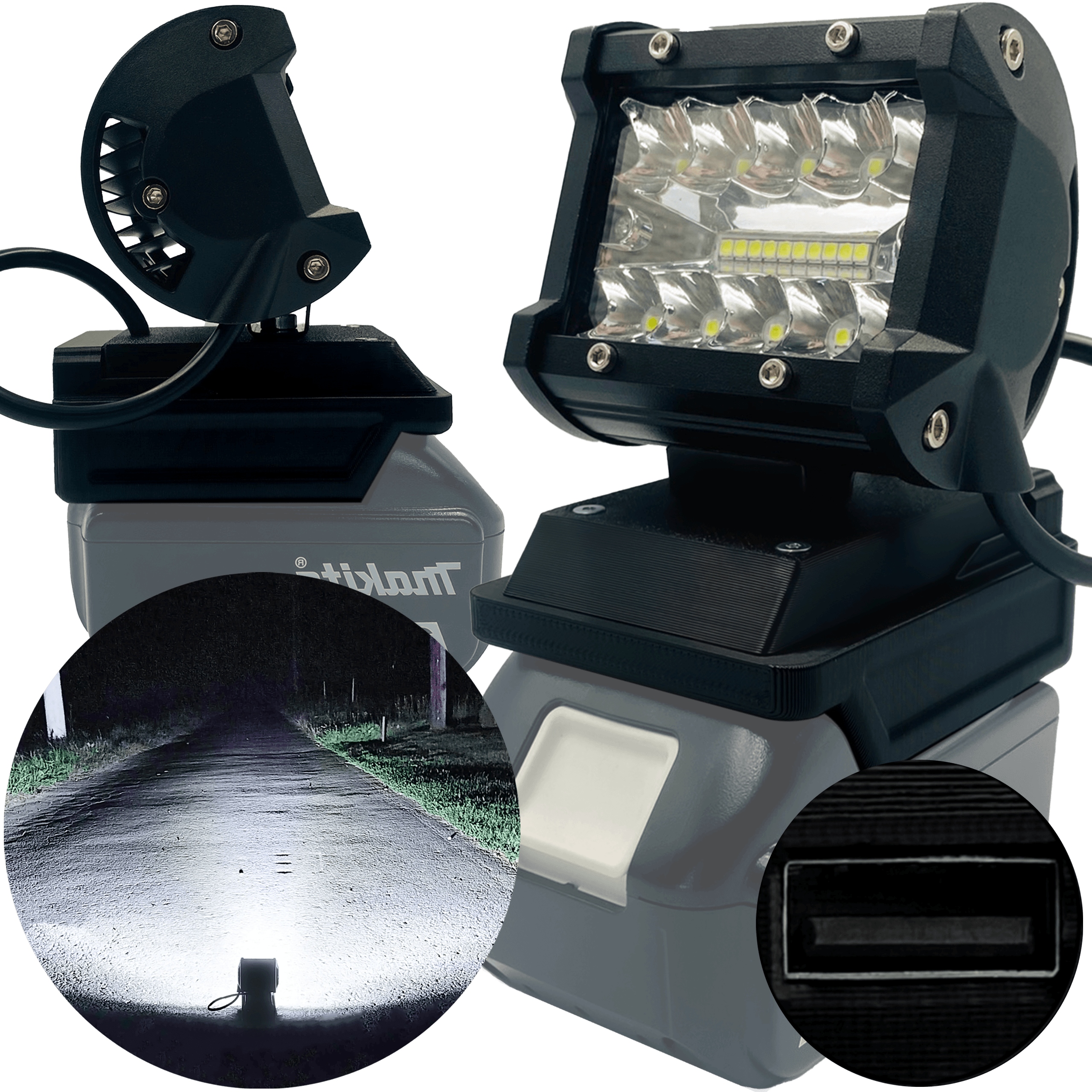 LAMPA DO MAKITA 18V HALOGEN ROBOCZY LED MAX +USB