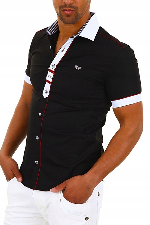 Koszula Męska Codzienna Casual Kontrast Rozmiar 4XL