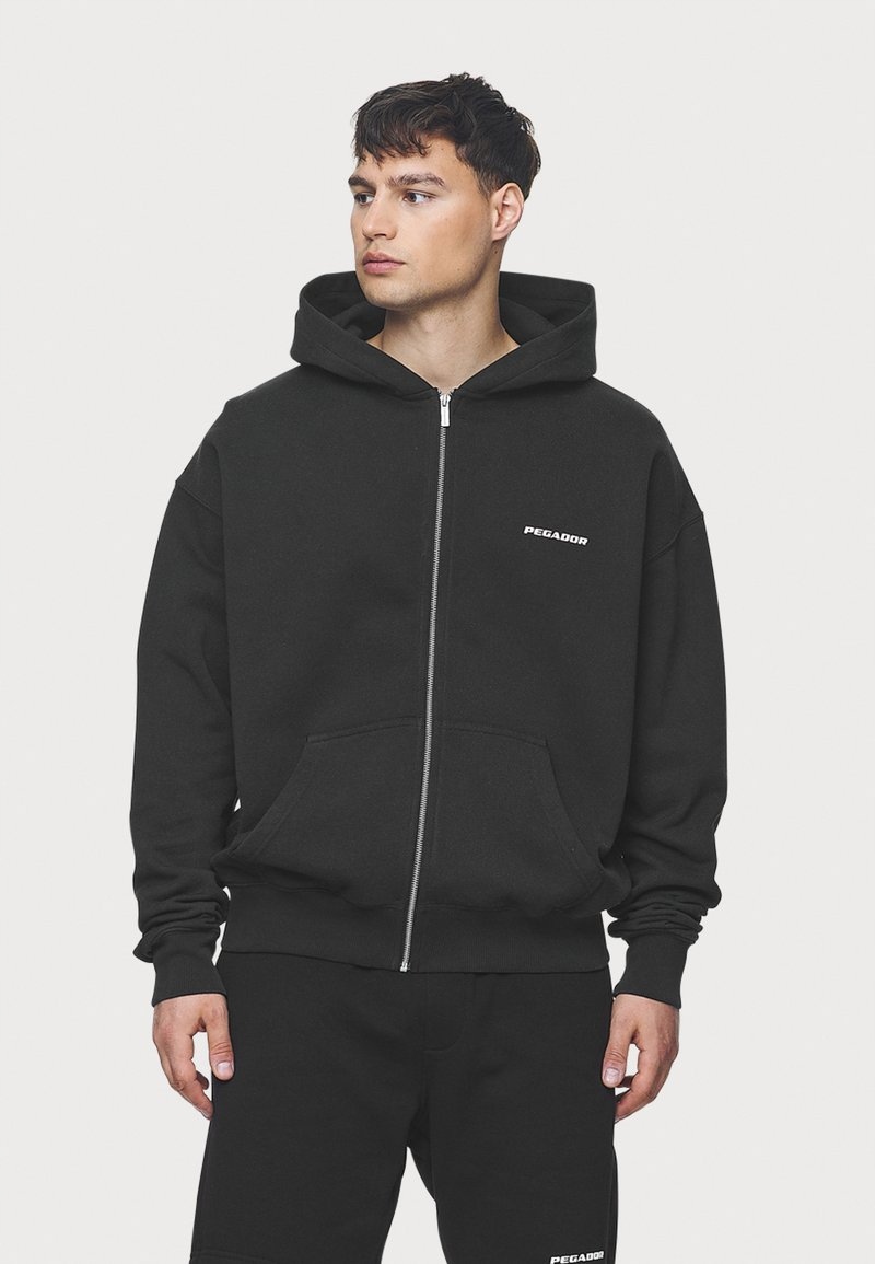 Černá Rozepínací mikina s kapucí s logem Pegador M