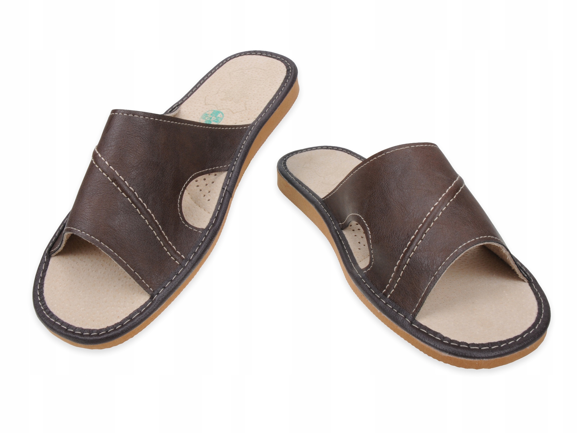 

Skórzane kapcie odkryte pantofle laczki Mmb 47