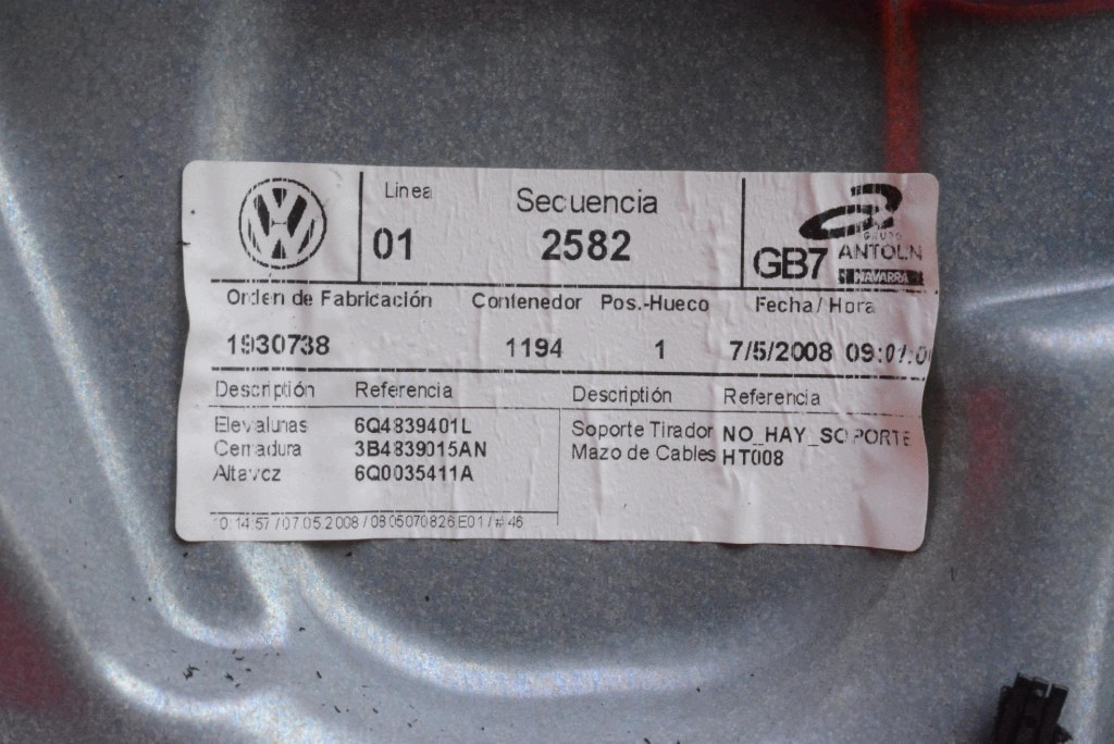 window regulator left rear part 6Q4839401L 6Q0959811C VW POLO 4 IV 9N 5D LIFT