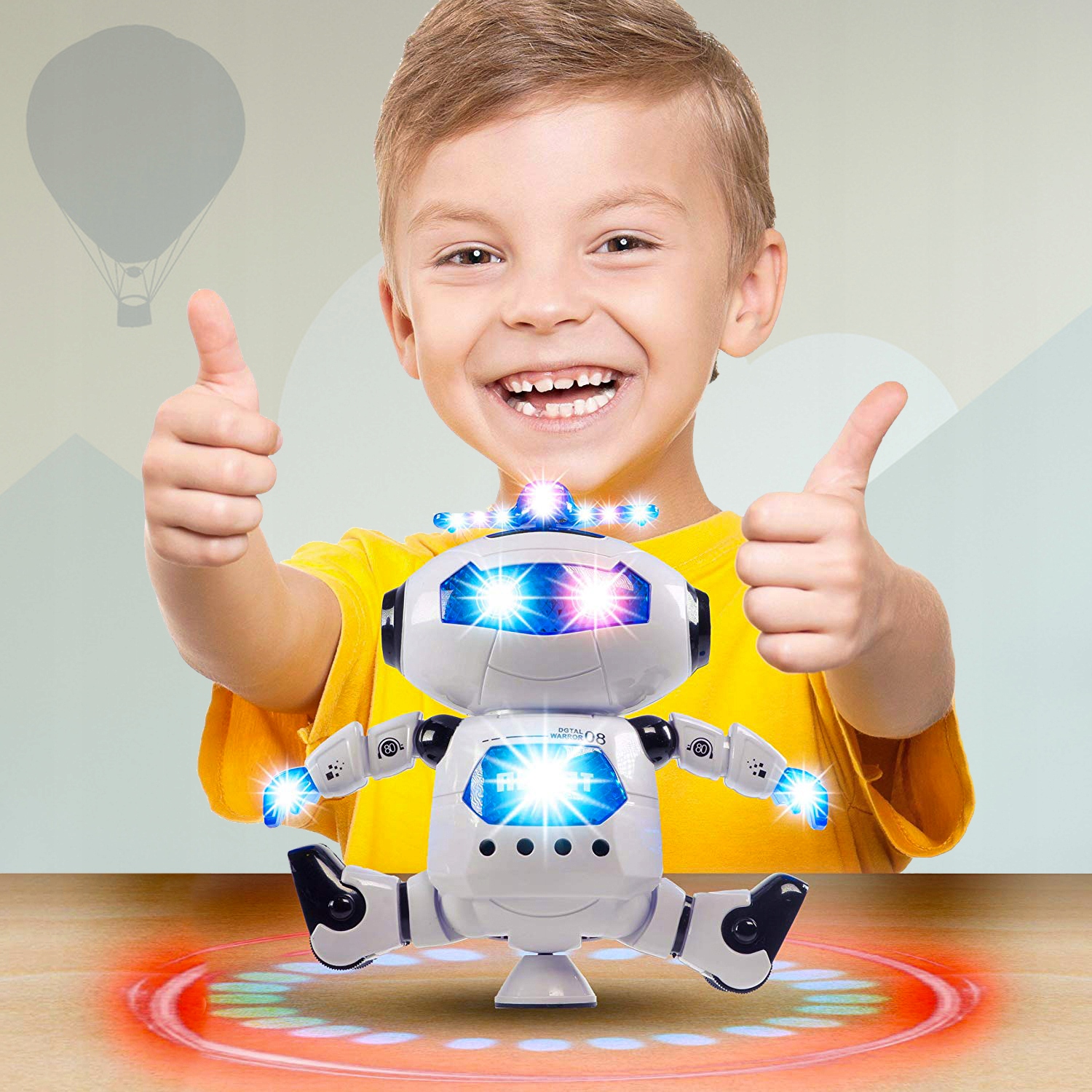 ROBOT INTERAKTYWNY TAŃCZĄCY NA BATERIĘ DLA DZIECI KOSMITA OBRÓT 360 STOPNI Materiał plastik inny