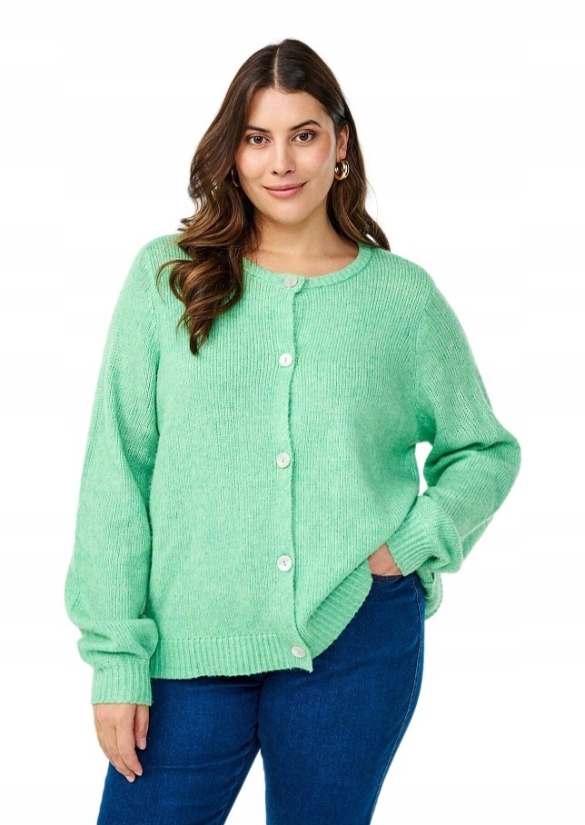 Zizzi Zelený Pletený Svetr Kardigan 415A 52