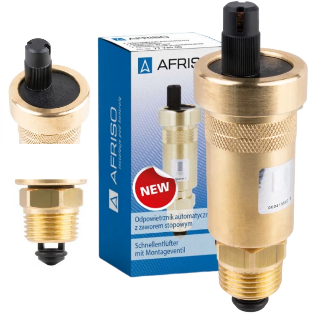 Automatyczny odpowietrznik z zaworem stopowym Afriso 7773510 automat 1/2"gz