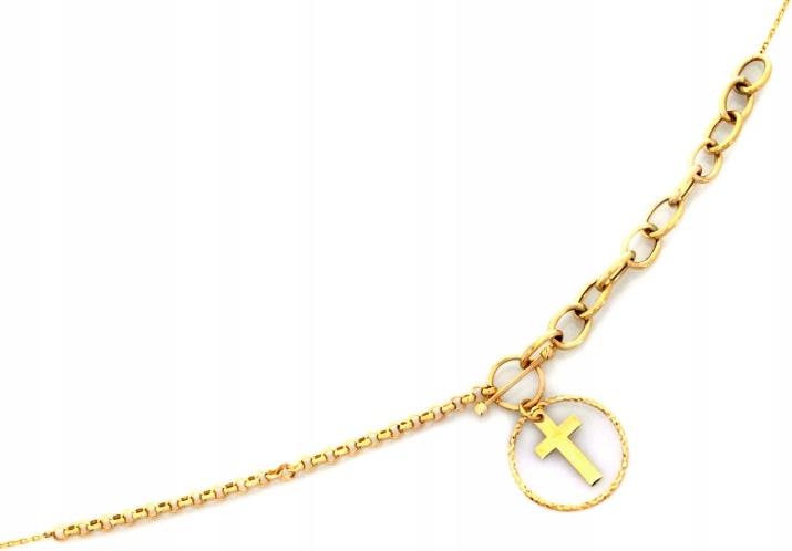 Moderní zlatý náhrdelník 585, originální s křížkem r45, módní vzor 14k