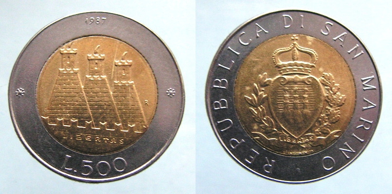 9175. SAN MARINO, 500 LIRÓW