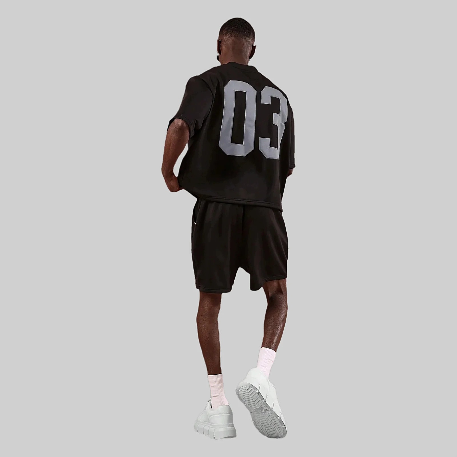 Komplet Pánské sportovní černé oversize tričko šortky casual sumwon M