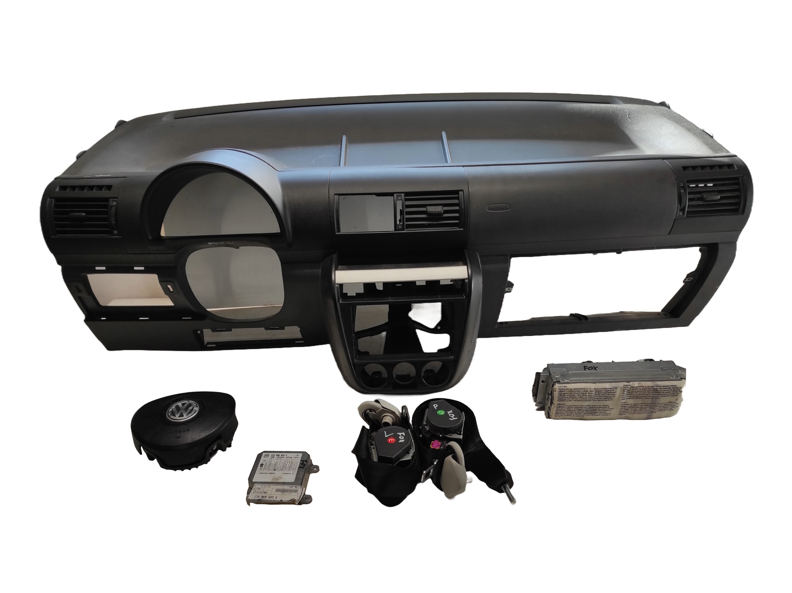 VW FOX 03- DESKA KONSOLA PODUSZKI PASY MODUŁ 1C0909605K