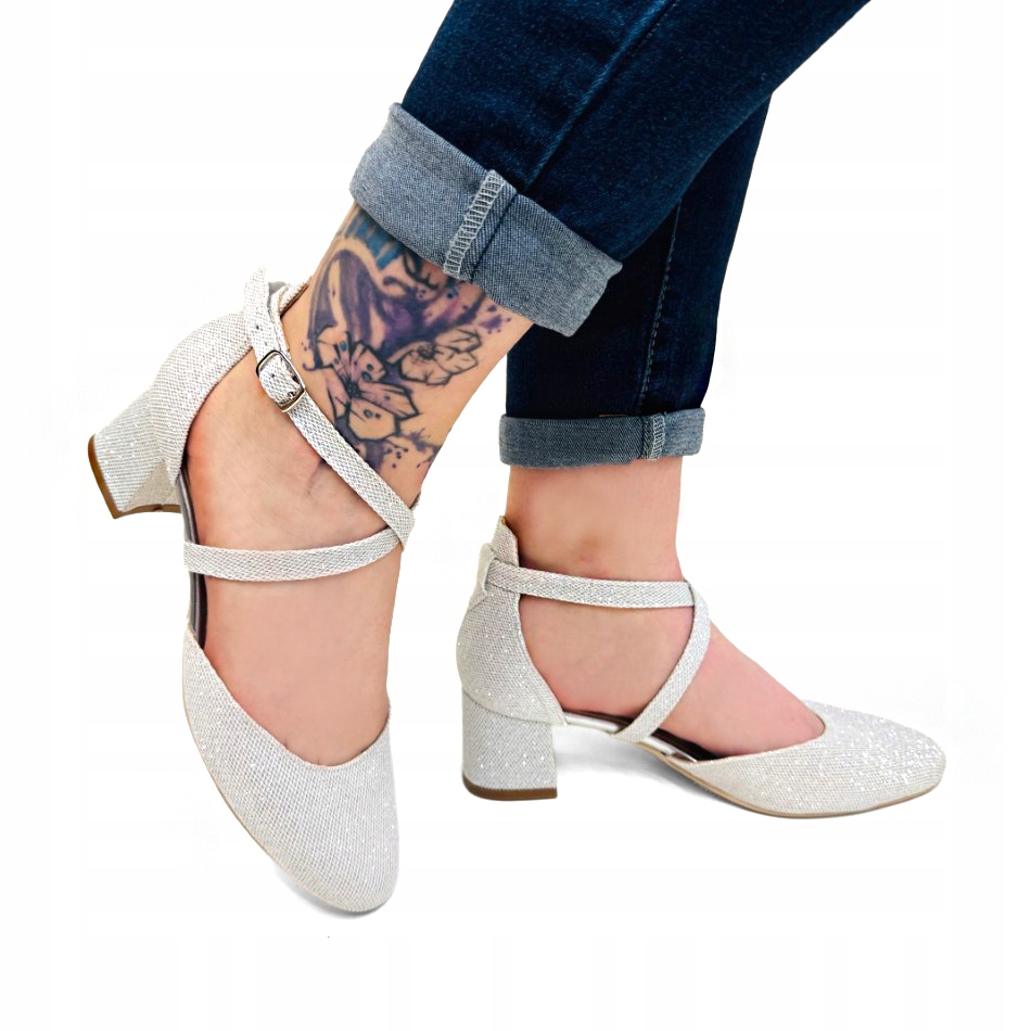 Stříbrné Sandály S Prsty Na Podpatku, Boty Na Nízkém Podpatku, Kůže, Velikost 41