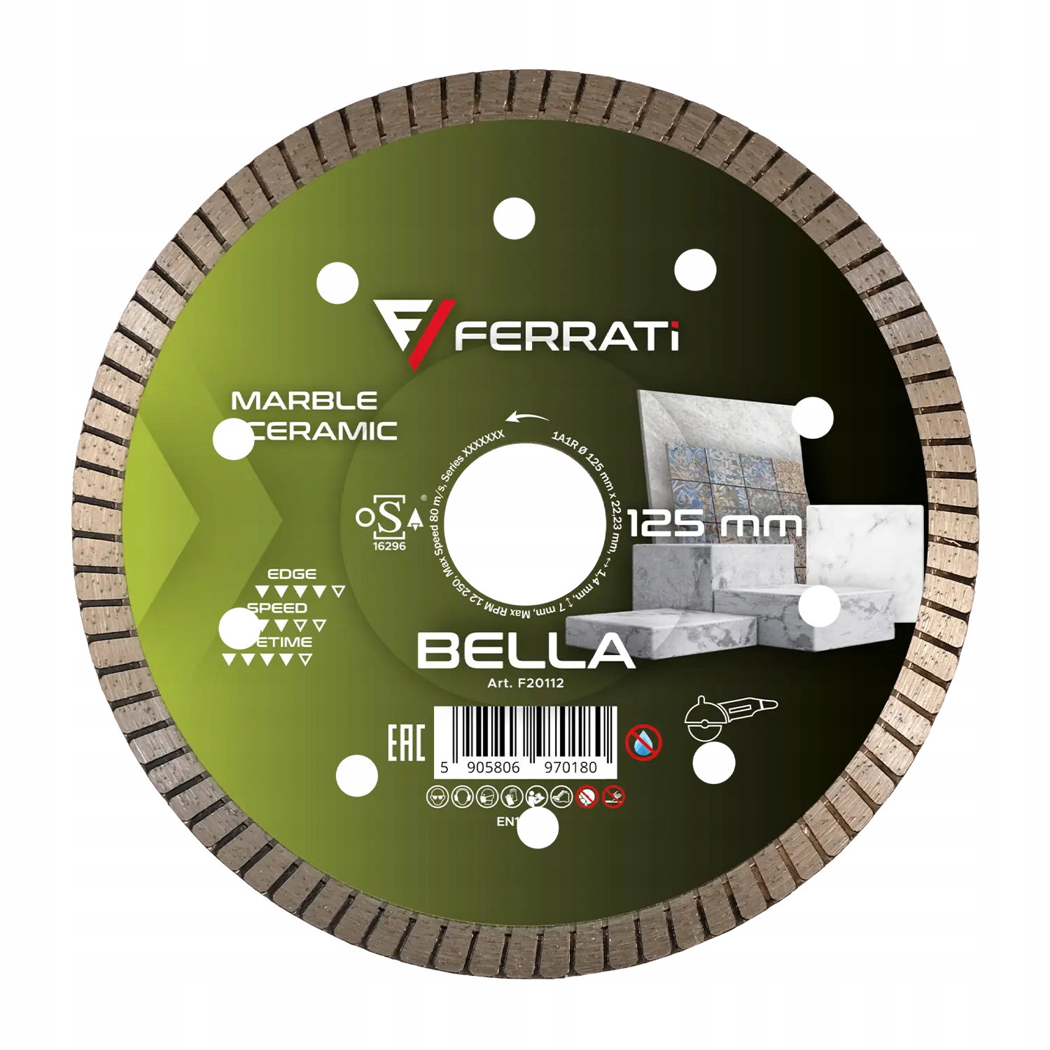 Diamantový Kotouč Ferrati Bella Ø 125 MM x 22,23 MM