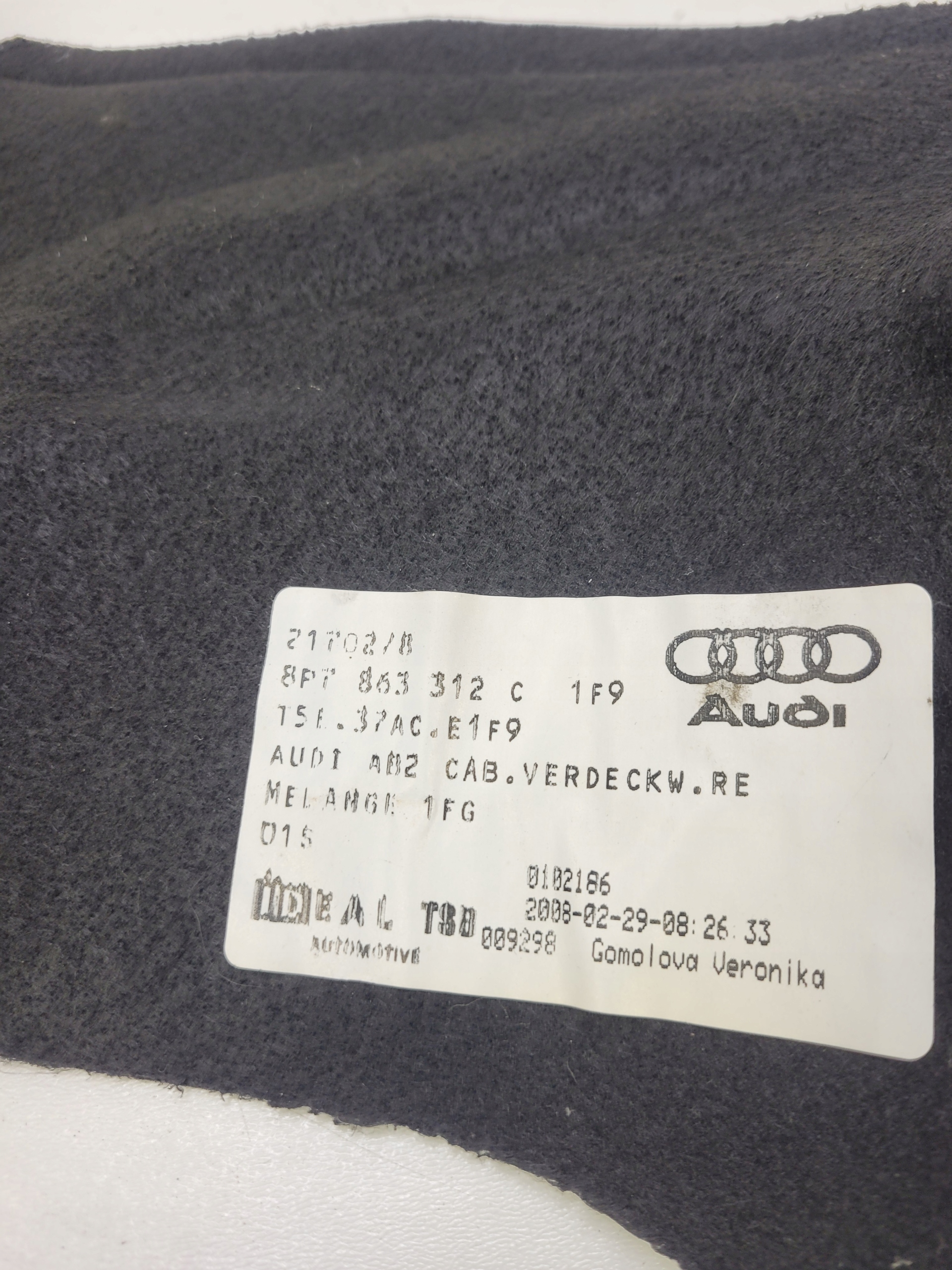 boot upholstery right AUDI A3 CABRIO 8P7863312C