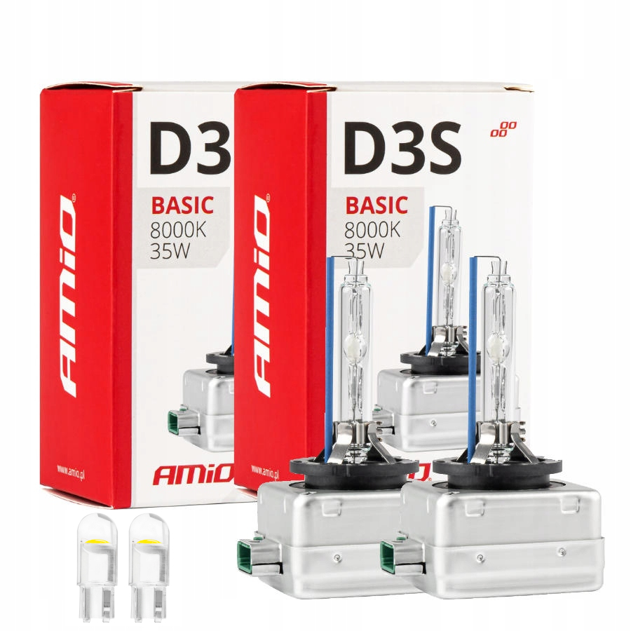 2x Xenonová žárovka Xenon AMiO D3S 8000K Záruka Homologace Bílá W5W