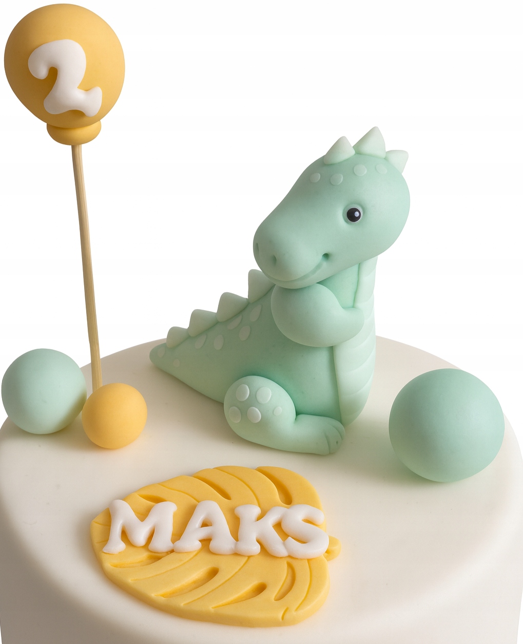 Sada cukrových figurek Dinosaurus balónek s číslicí, list se jménem a koule